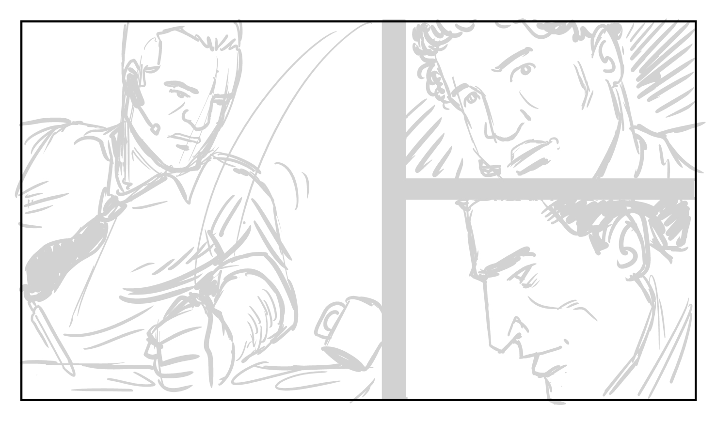 sb-skizzen0010 Einer der Storyboards für die Pilotfolge (M. Vogt)